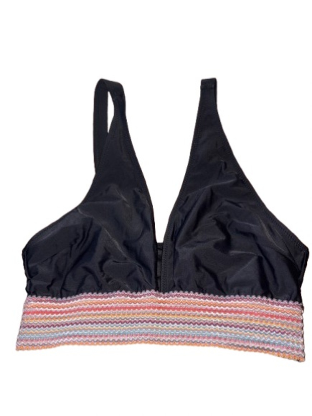 Blooming Jelly black bikini bralette with multi colored hem size XL